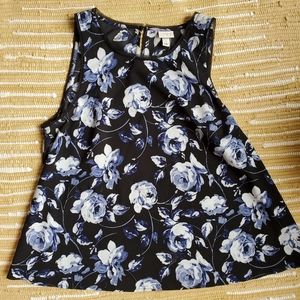 Black and blue floral top